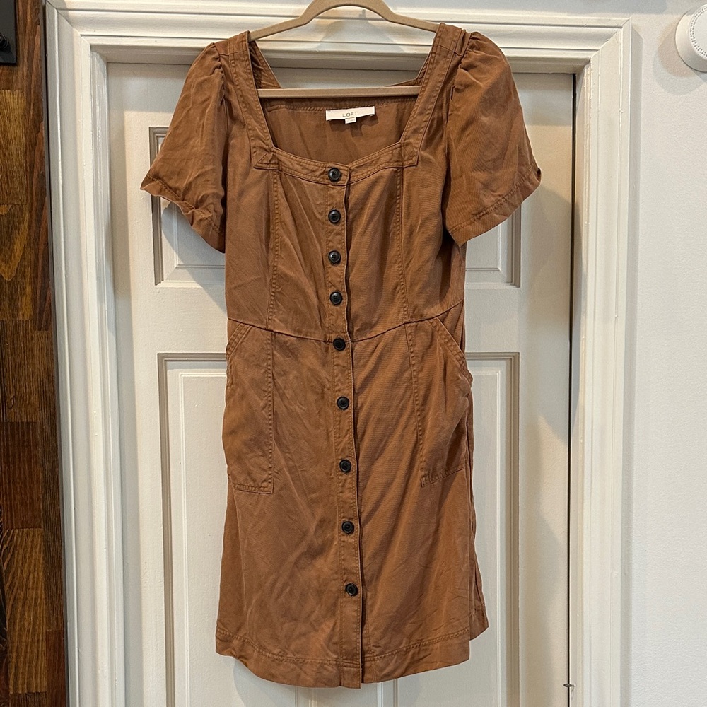 LOFT brown summer dress with pockets